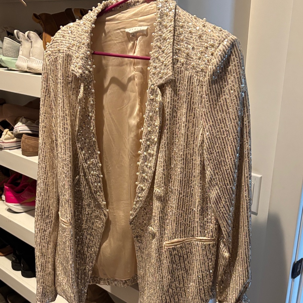MARBLE Elegant Cream Beaded Blazer